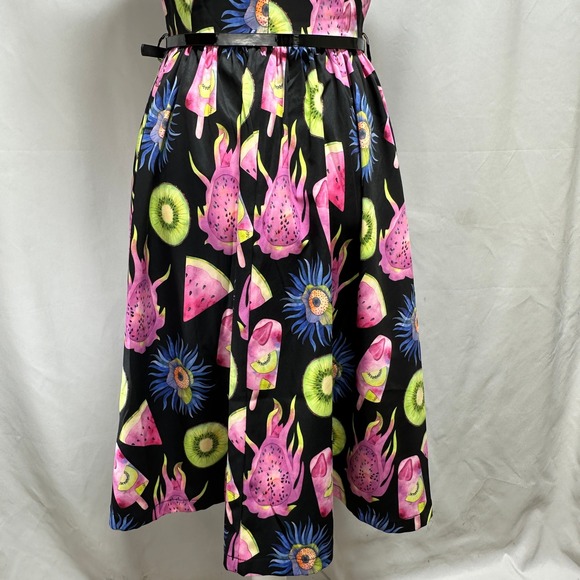 Lindy Bop Annie Exotic Popsicle Fruit Print Dress Black Womens US 6 Retro Pinup - Picture 9 of 12